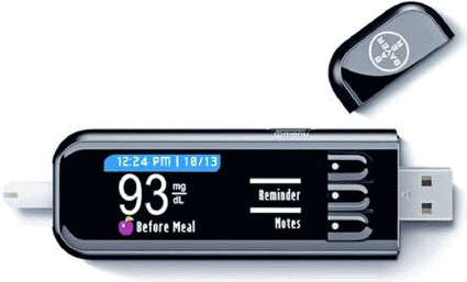 Image: The Bayer Contour USB blood glucose meter (Photo courtesy Bayer).